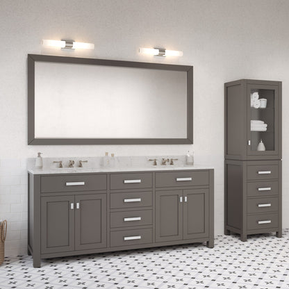 Madison 72 in. W x 21 in. D x 34 in. H Vanity in Cashmere Grey with Marble Vanity Top in Carrara White | Water Creation