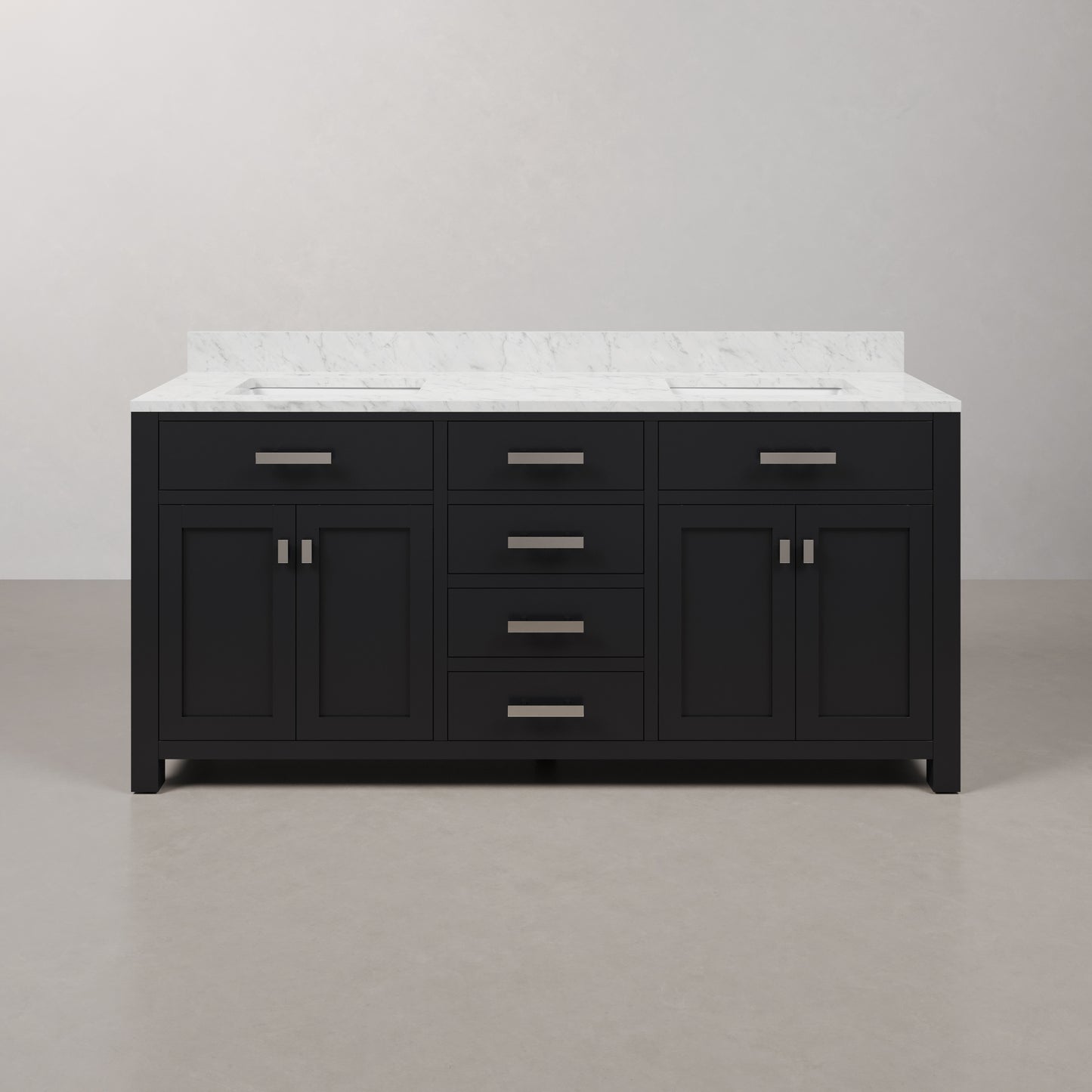 Madison 72 in. W x 21.5 in. D x 34 in. H Double Sink Bath Vanity in Espresso with Carrara White Marble Top | Water Creation