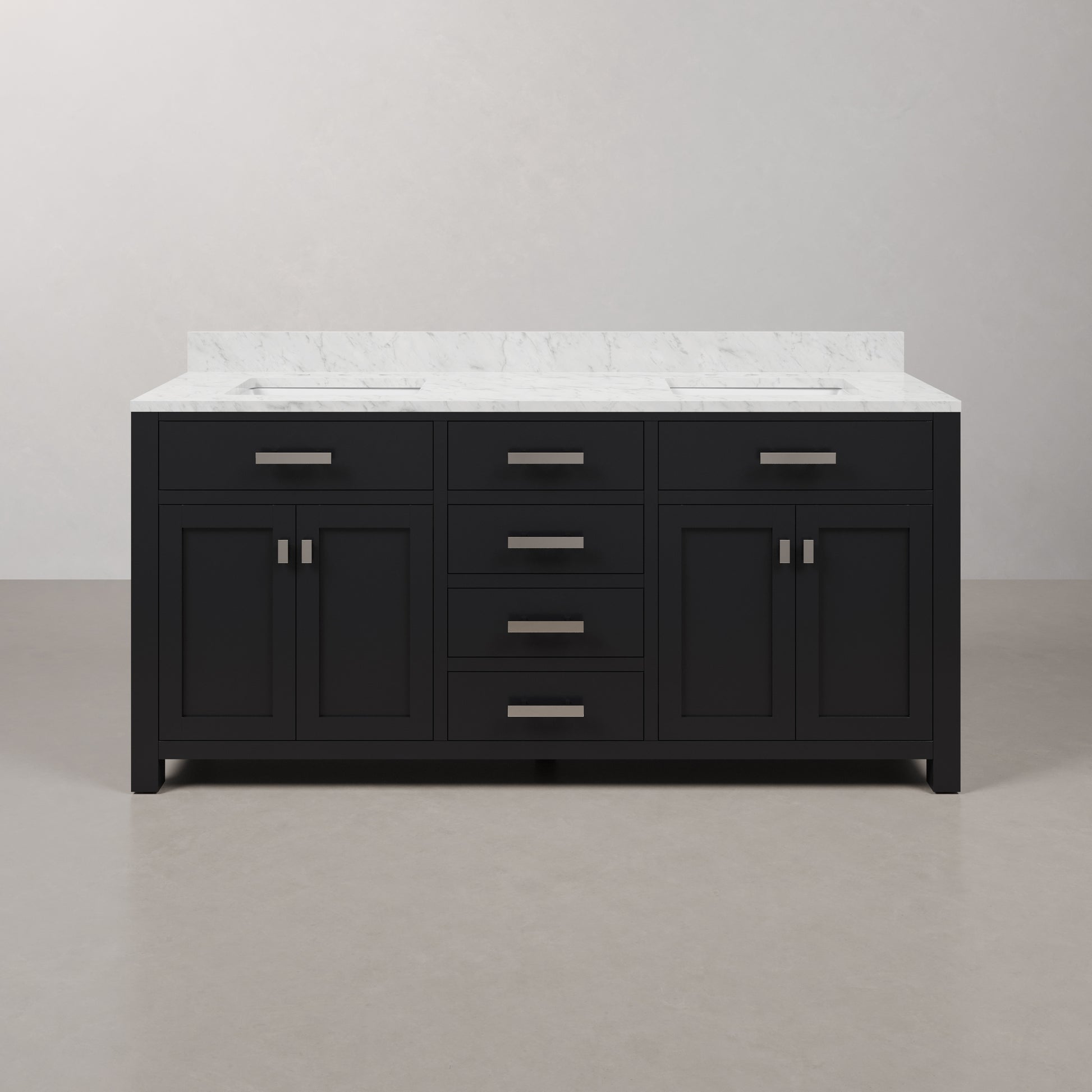 Madison 72 in. W x 21.5 in. D x 34 in. H Double Sink Bath Vanity in Espresso with Carrara White Marble Top | Water Creation