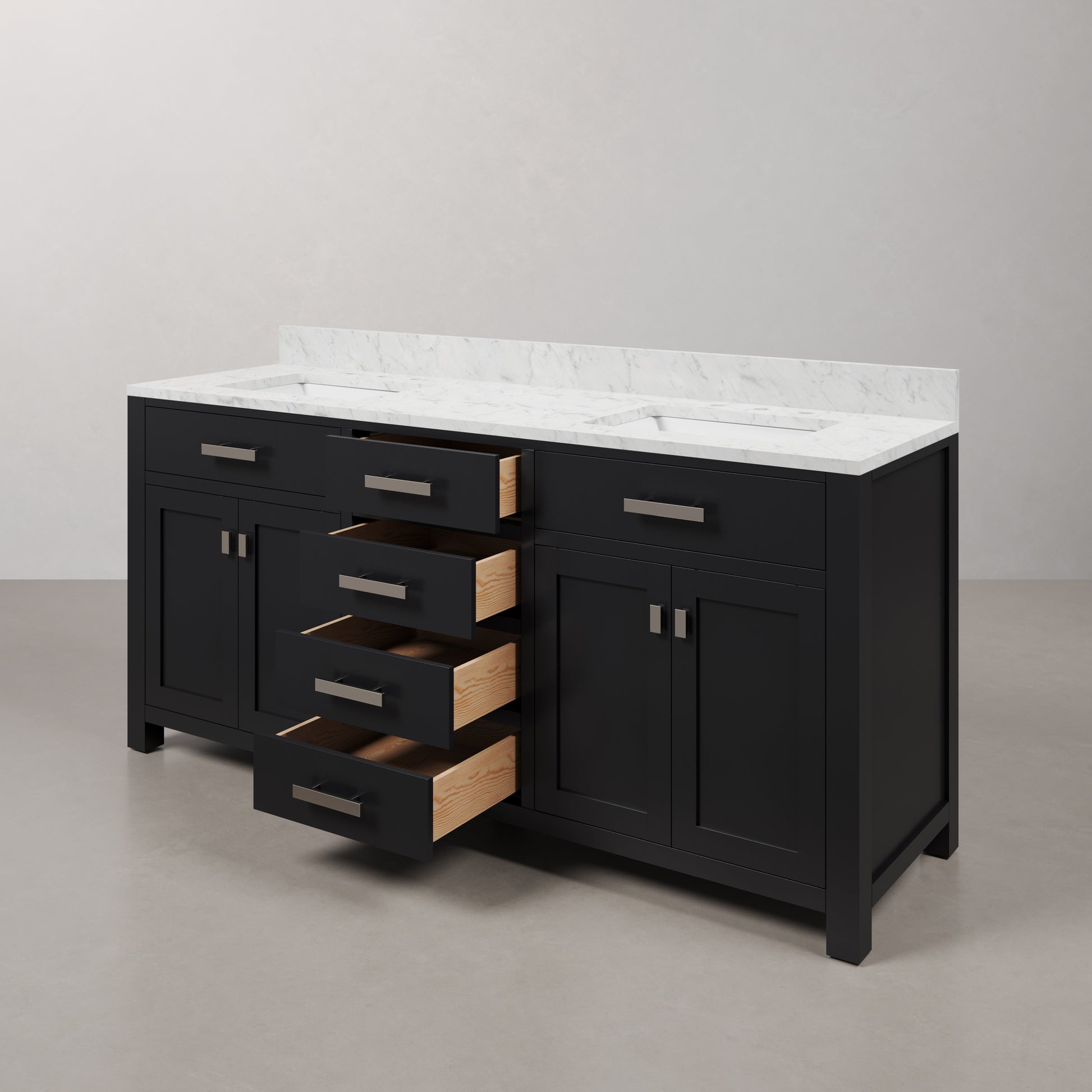 Madison 72 in. W x 21.5 in. D x 34 in. H Double Sink Bath Vanity in Espresso with Carrara White Marble Top | Water Creation