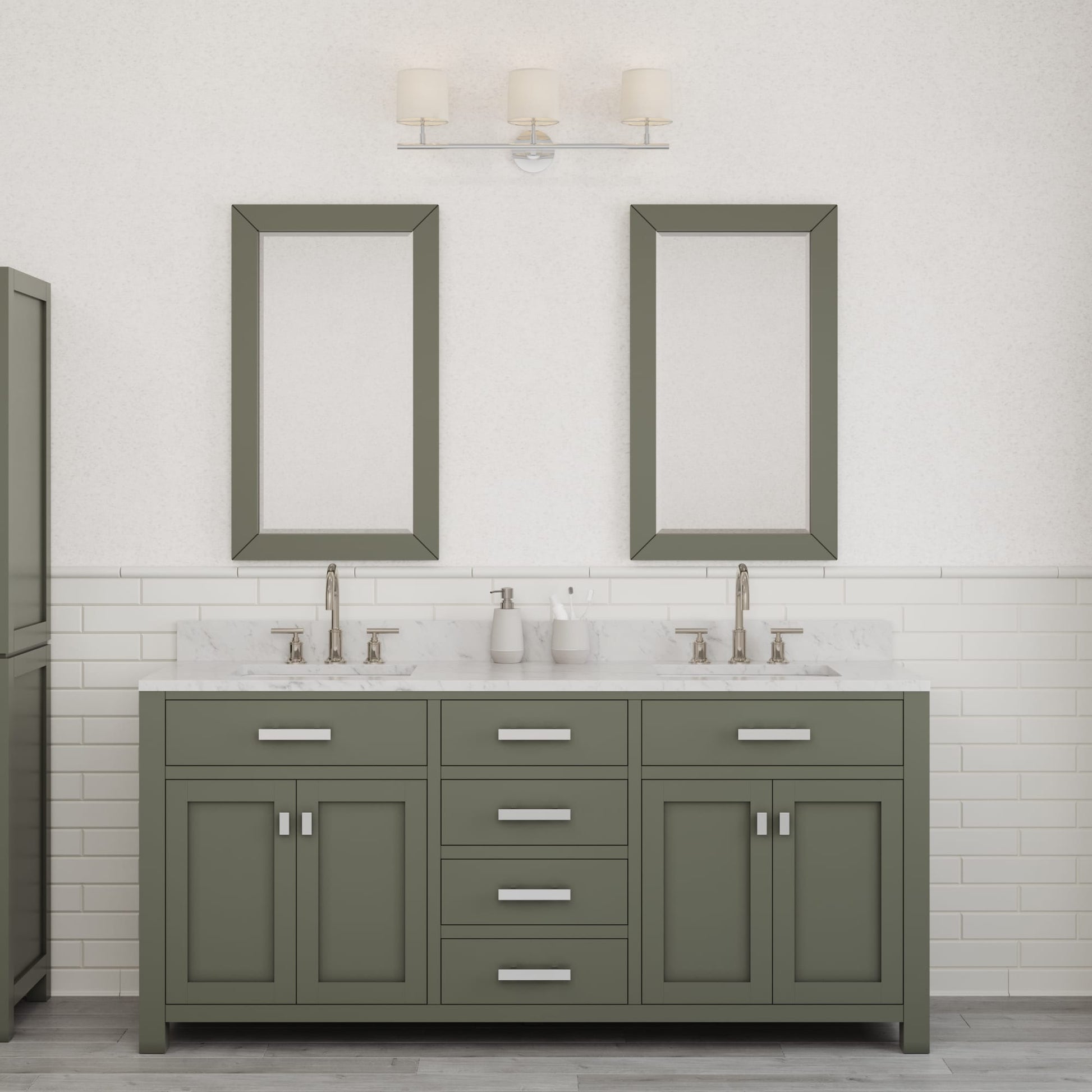 Madison 72 in. W x 21.5 in. D Vanity in Glacial Green with Marble Vanity Top in White with White Basin | Water Creation