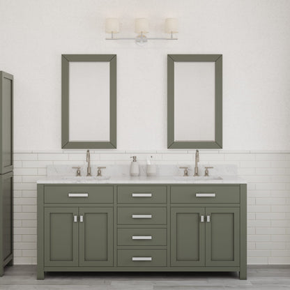 Madison 72 in. W x 21.5 in. D Vanity in Glacial Green with Marble Vanity Top in White with White Basin | Water Creation