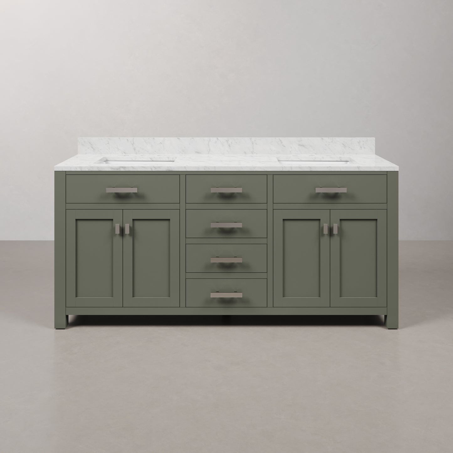 Madison 72 in. W x 21.5 in. D Vanity in Glacial Green with Marble Vanity Top in White with White Basin | Water Creation