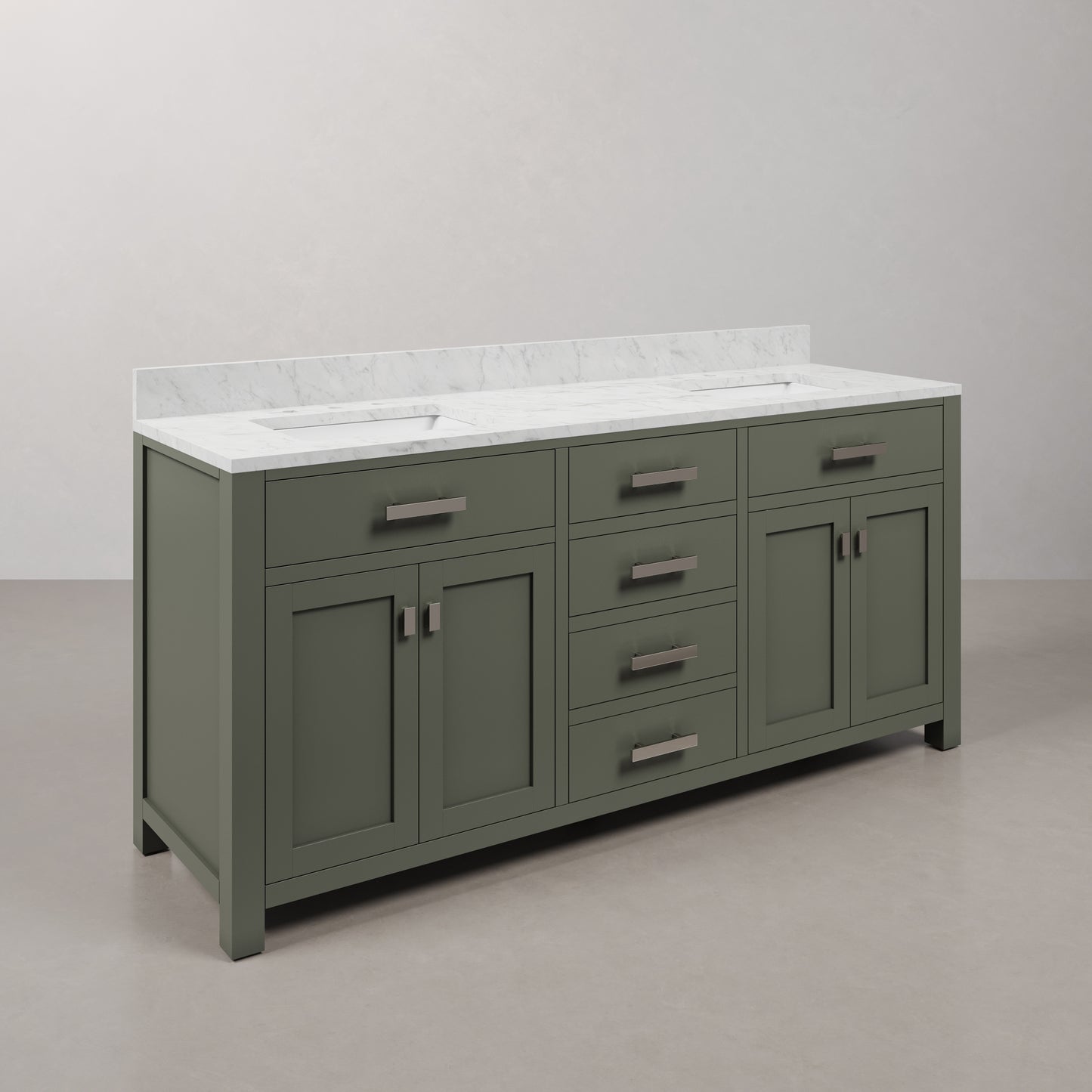 Madison 72 in. W x 21.5 in. D Vanity in Glacial Green with Marble Vanity Top in White with White Basin | Water Creation