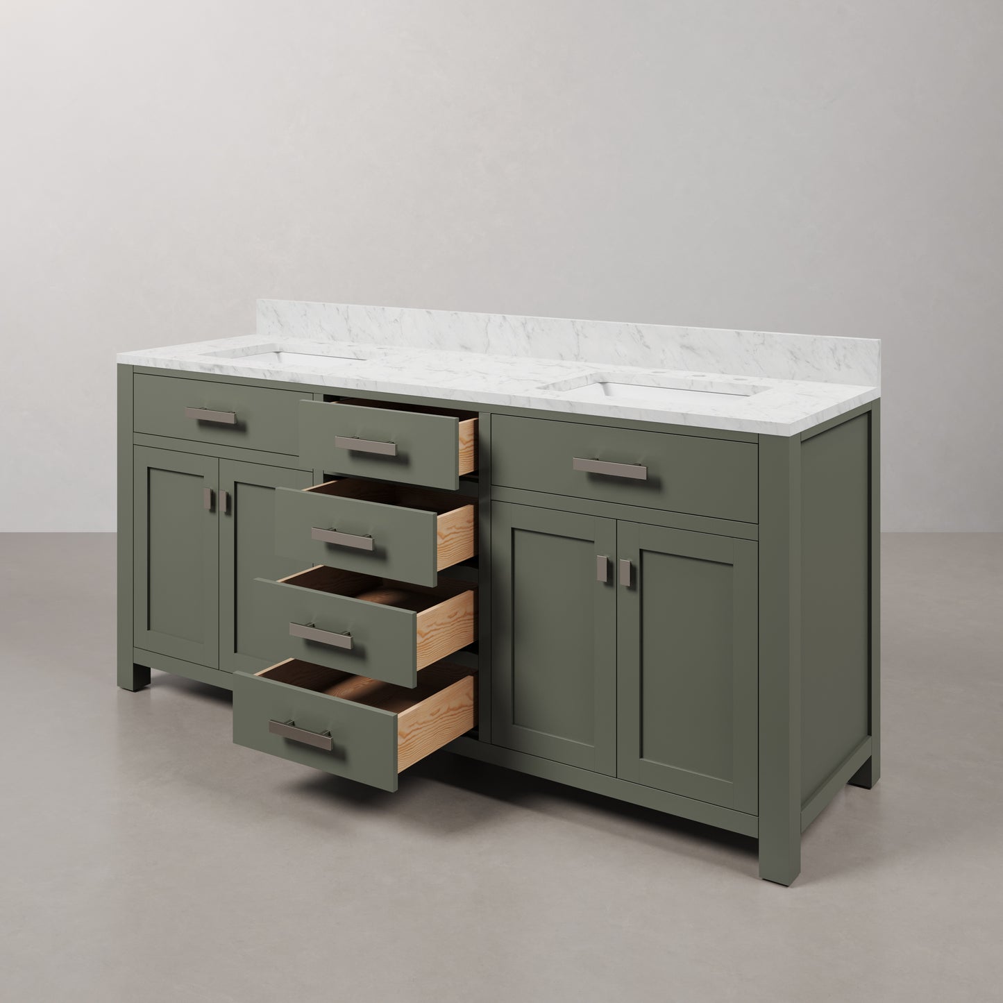 Madison 72 in. W x 21.5 in. D Vanity in Glacial Green with Marble Vanity Top in White with White Basin | Water Creation