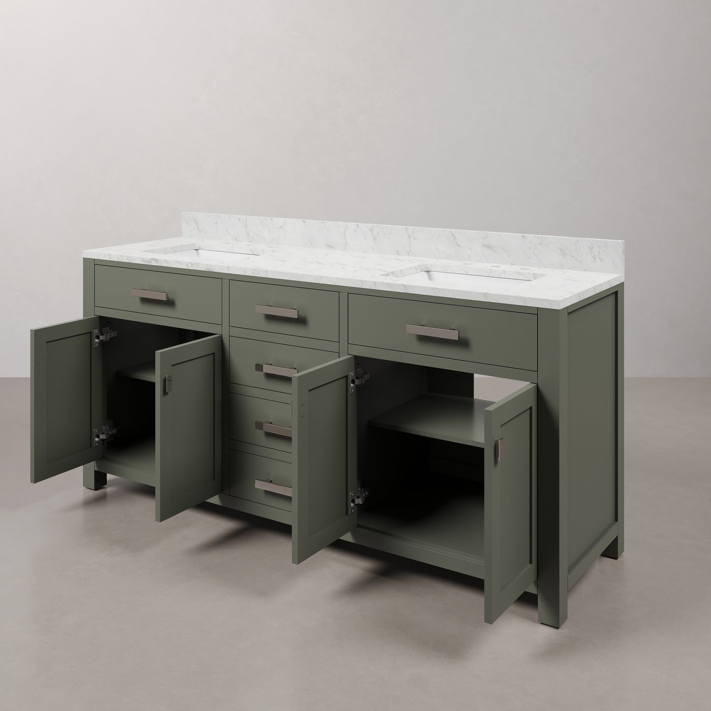 Madison 72 in. W x 21.5 in. D Vanity in Glacial Green with Marble Vanity Top in White with White Basin | Water Creation
