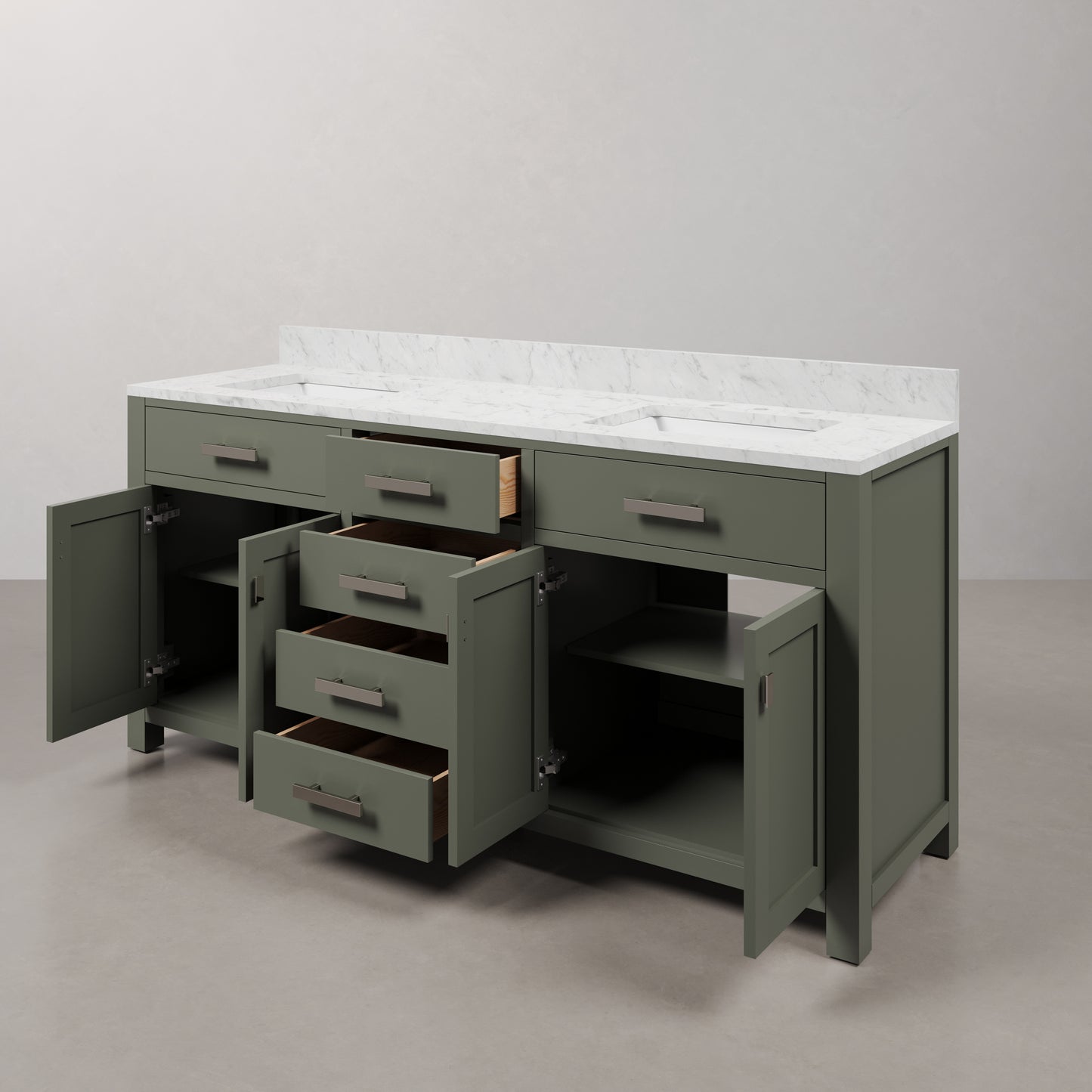 Madison 72 in. W x 21.5 in. D Vanity in Glacial Green with Marble Vanity Top in White with White Basin | Water Creation