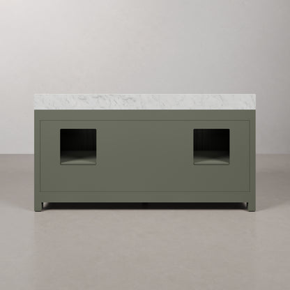 Madison 72 in. W x 21.5 in. D Vanity in Glacial Green with Marble Vanity Top in White with White Basin | Water Creation