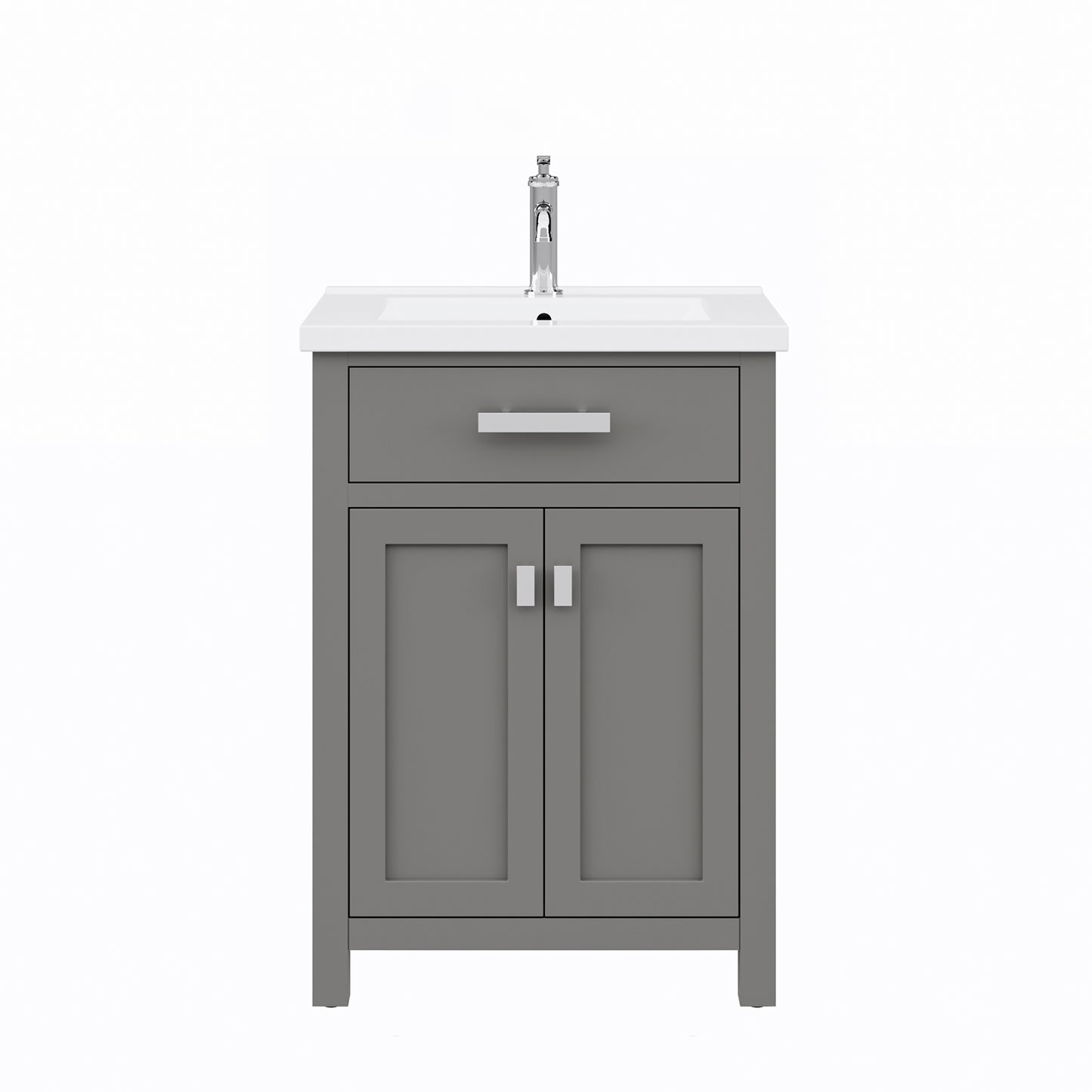 Myra 24 in. Bath Vanity in Cashmere Grey with Integrated Ceramics Vanity Top and Sink | Water Creation