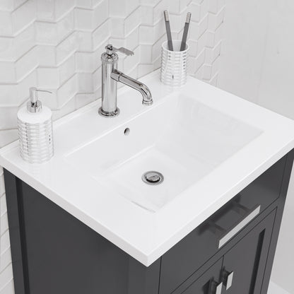 Myra 24 in. Bath Vanity in Espresso with Integrated Ceramics Vanity Top and Sink | Water Creation