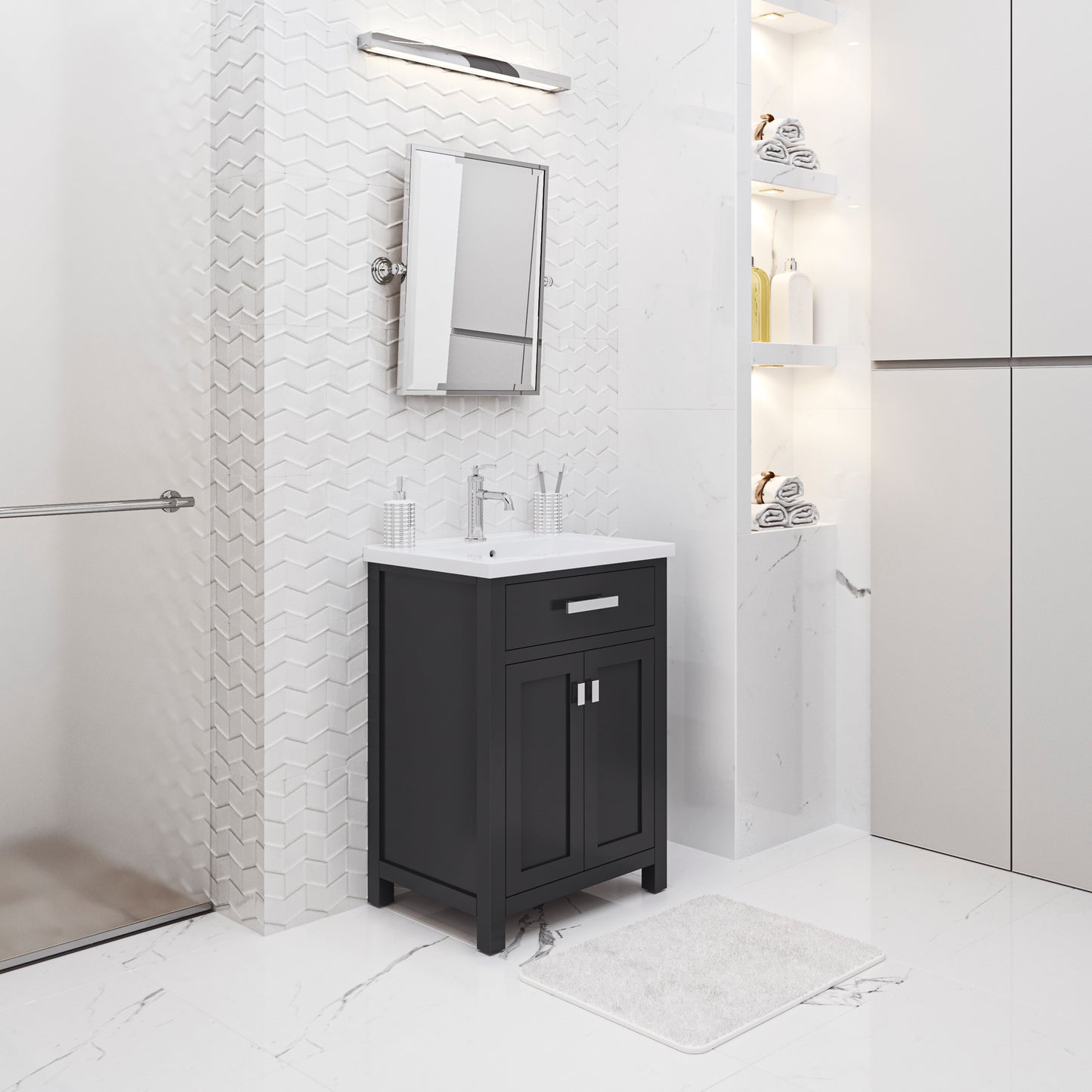 Myra 24 in. Bath Vanity in Espresso with Integrated Ceramics Vanity Top and Sink | Water Creation