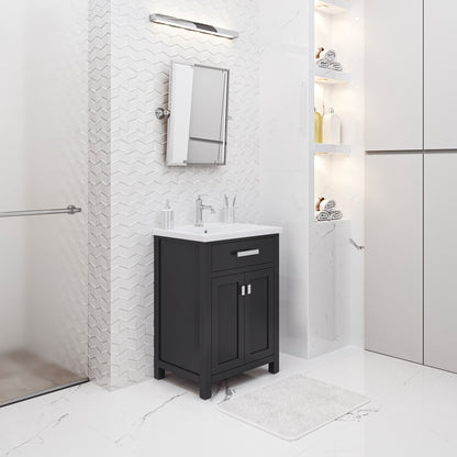 Myra 24 in. Bath Vanity in Espresso with Integrated Ceramics Vanity Top and Sink | Water Creation