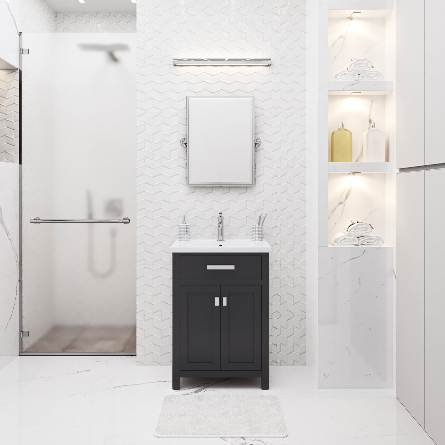Myra 24 in. Bath Vanity in Espresso with Integrated Ceramics Vanity Top and Sink | Water Creation