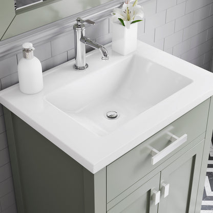 Myra 24 in. W x 18 in. D Bath Vanity in Glacial Green with Ceramics Vanity Top in White with White Basin | Water Creation