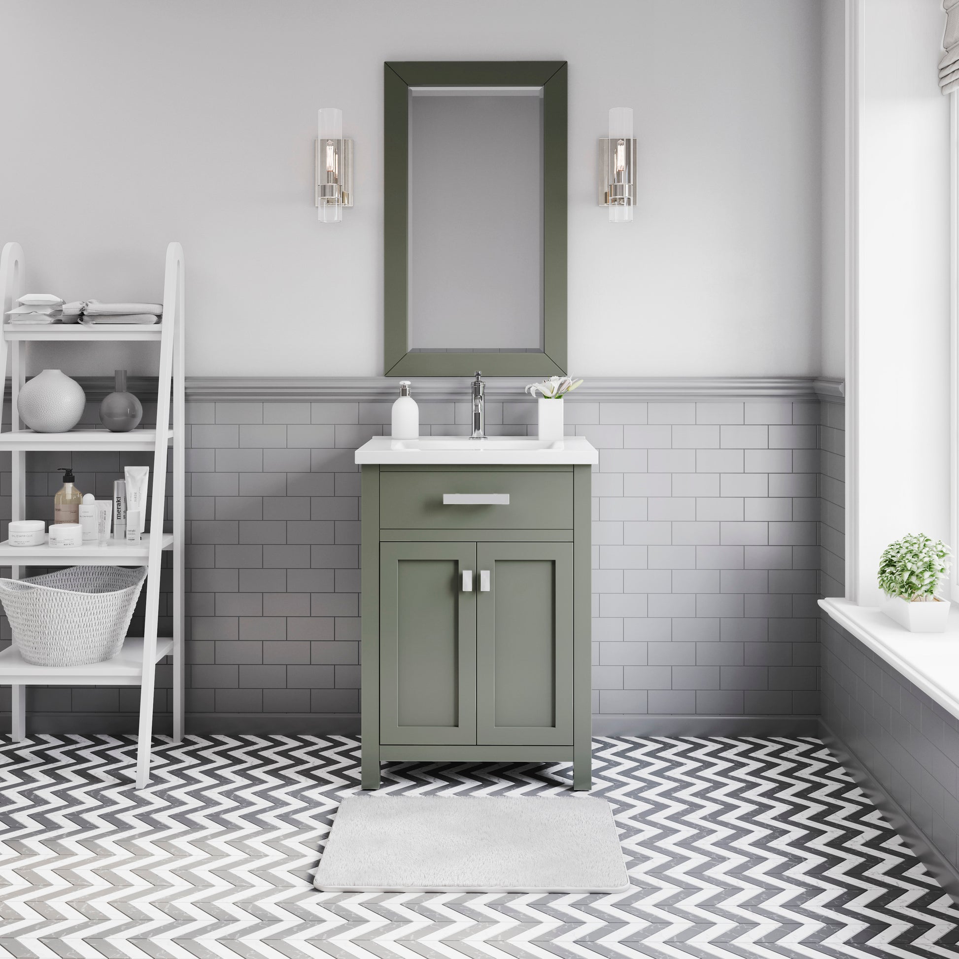 Myra 24 in. W x 18 in. D Bath Vanity in Glacial Green with Ceramics Vanity Top in White with White Basin | Water Creation