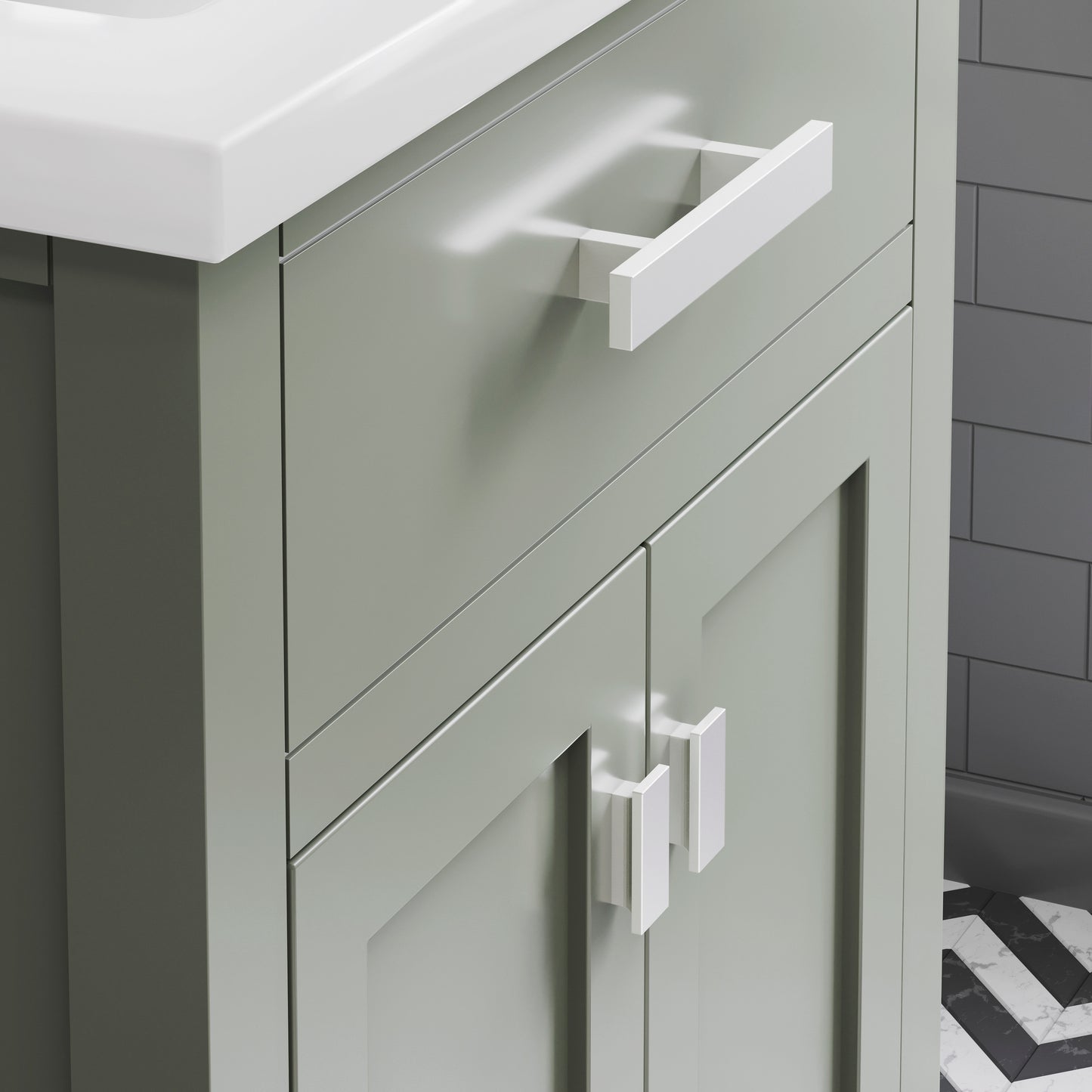 Myra 24 in. W x 18 in. D Bath Vanity in Glacial Green with Ceramics Vanity Top in White with White Basin | Water Creation