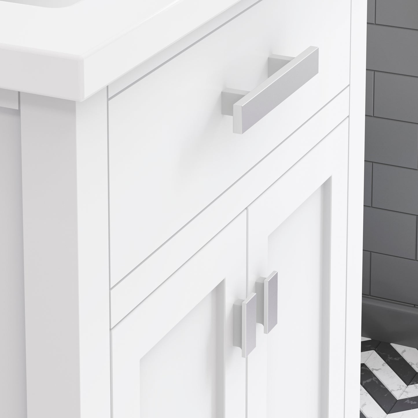 Myra Collection 24 in. Bathroom Vanity in Pure White with Ceramics Vanity Top in White - Vanity Only | Water Creation