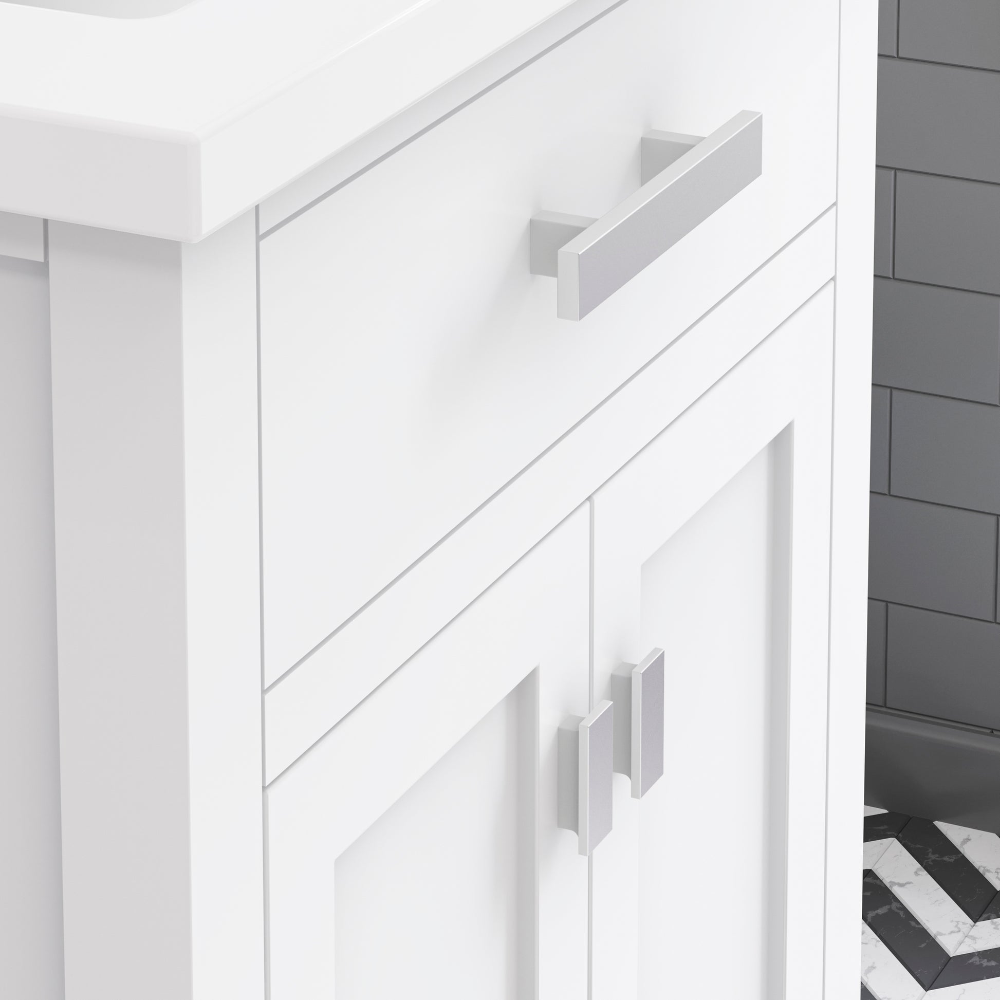 Myra Collection 24 in. Bathroom Vanity in Pure White with Ceramics Vanity Top in White - Vanity Only | Water Creation