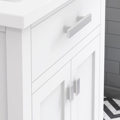 Myra Collection 24 in. Bathroom Vanity in Pure White with Ceramics Vanity Top in White - Vanity Only | Water Creation