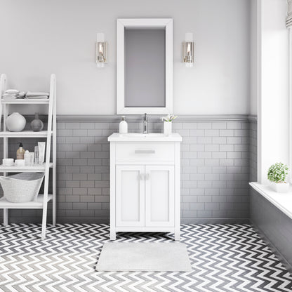 Myra Collection 24 in. Bathroom Vanity in Pure White with Ceramics Vanity Top in White - Vanity Only | Water Creation
