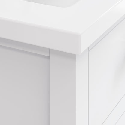 Myra Collection 24 in. Bathroom Vanity in Pure White with Ceramics Vanity Top in White - Vanity Only | Water Creation