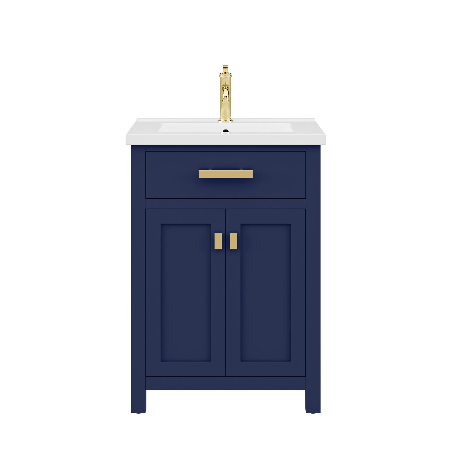 Myra 24 in. W Bath Vanity in Monarch Blue Finish with Ceramics Integrated Vanity Top with White Basin | Water Creation