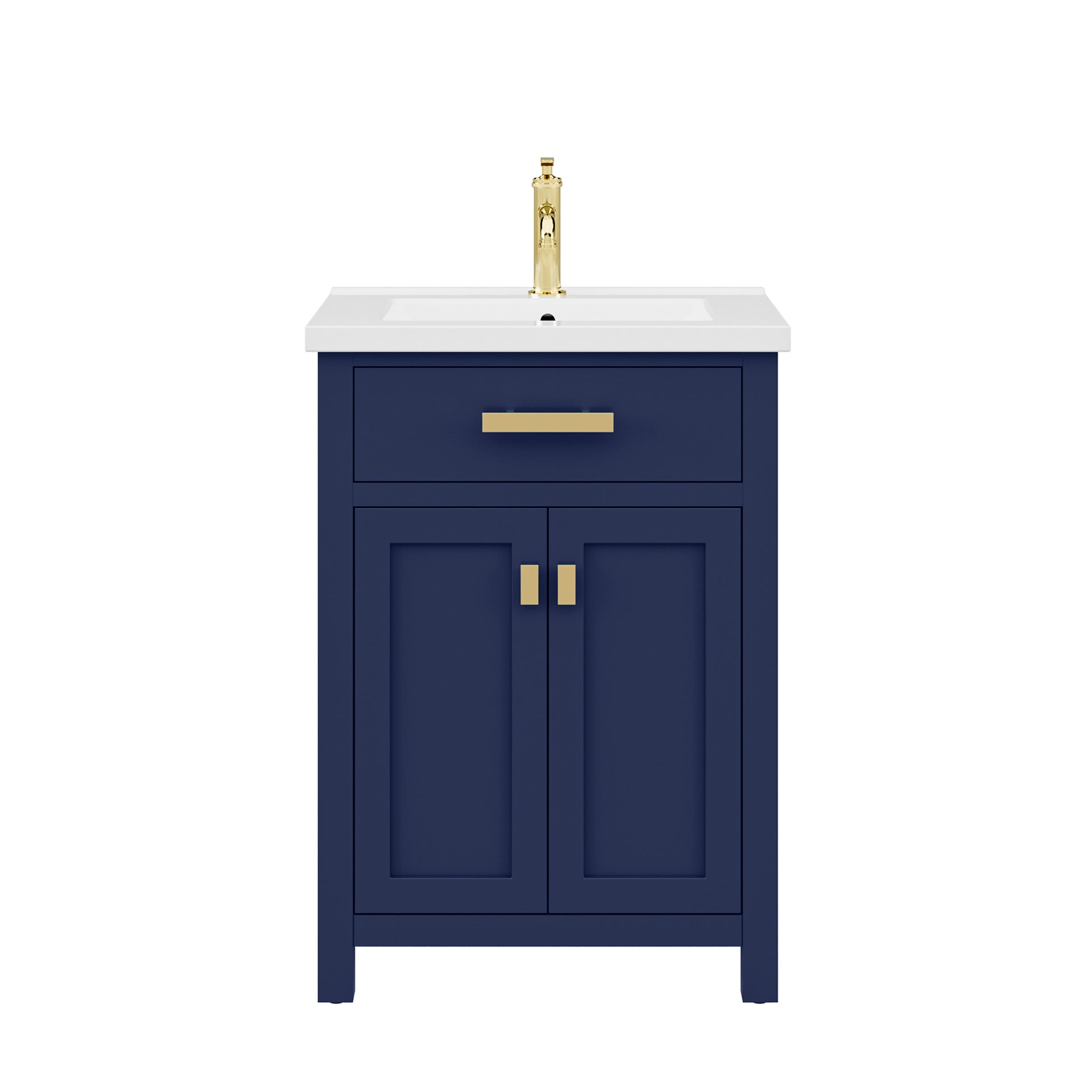 Myra 24 in. W Bath Vanity in Monarch Blue Finish with Ceramics Integrated Vanity Top with White Basin | Water Creation