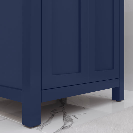 Myra 24 in. W Bath Vanity in Monarch Blue Finish with Ceramics Integrated Vanity Top with White Basin | Water Creation