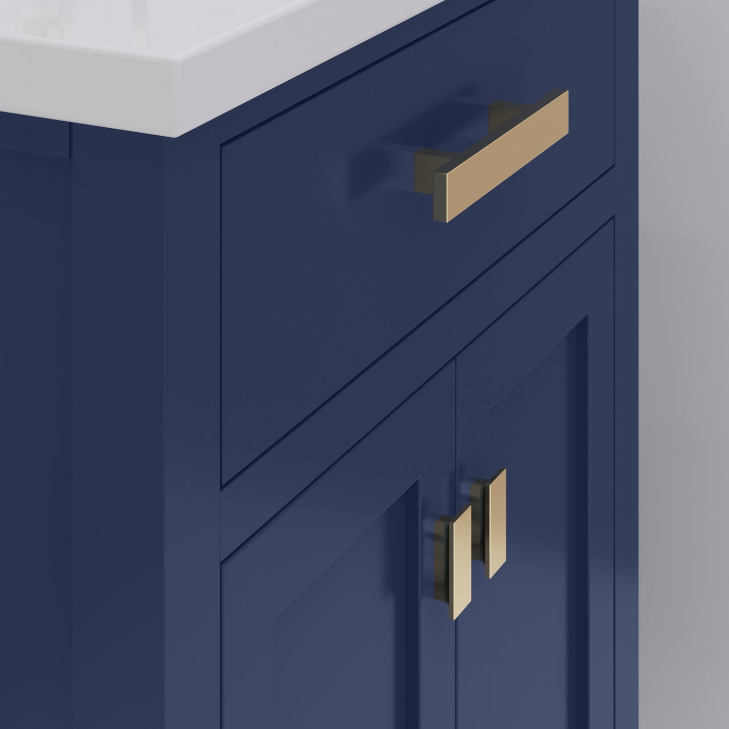 Myra 24 in. W Bath Vanity in Monarch Blue Finish with Ceramics Integrated Vanity Top with White Basin | Water Creation