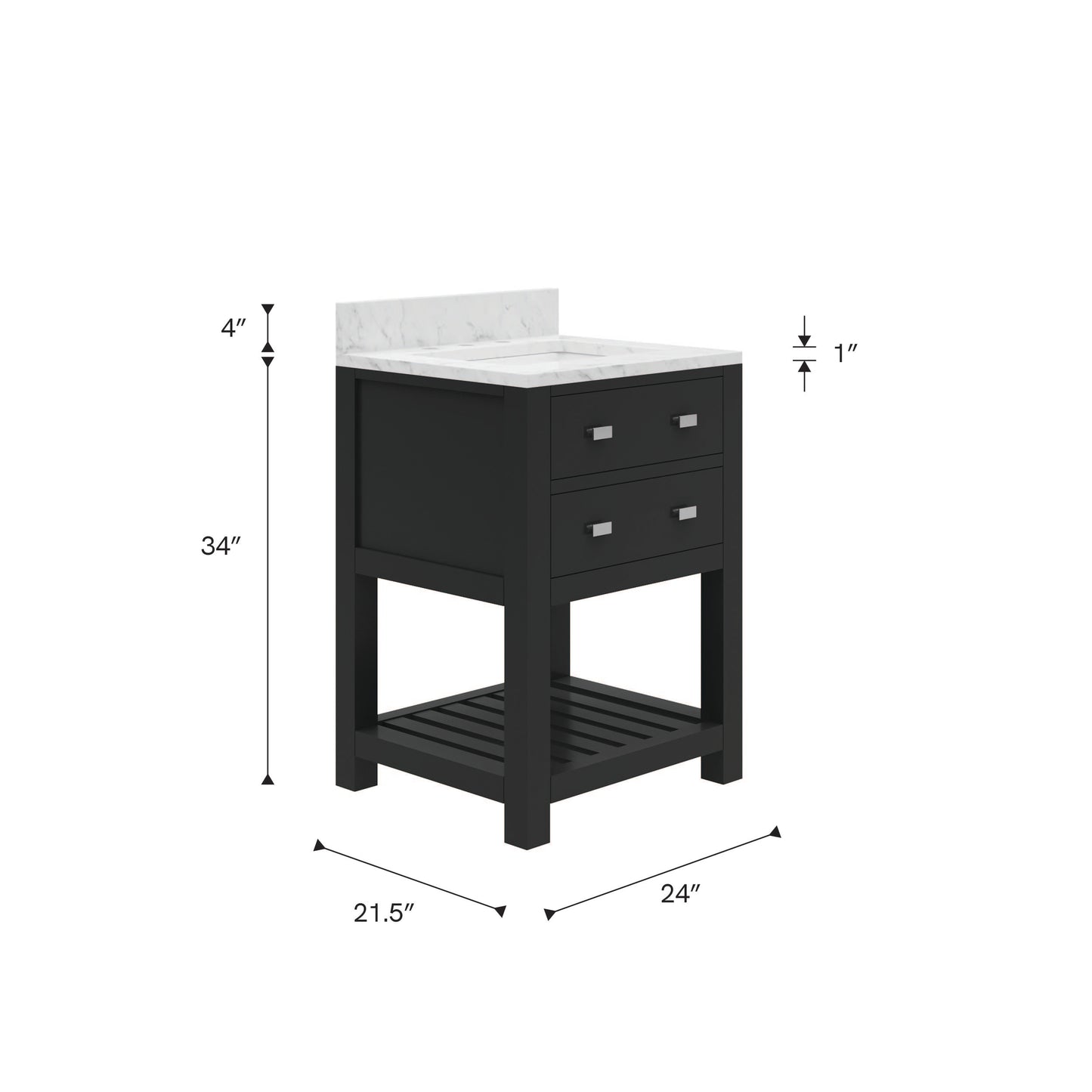 Madalyn 24 in. Vanity in Espresso with Marble Vanity Top in Carrara White | Water Creation