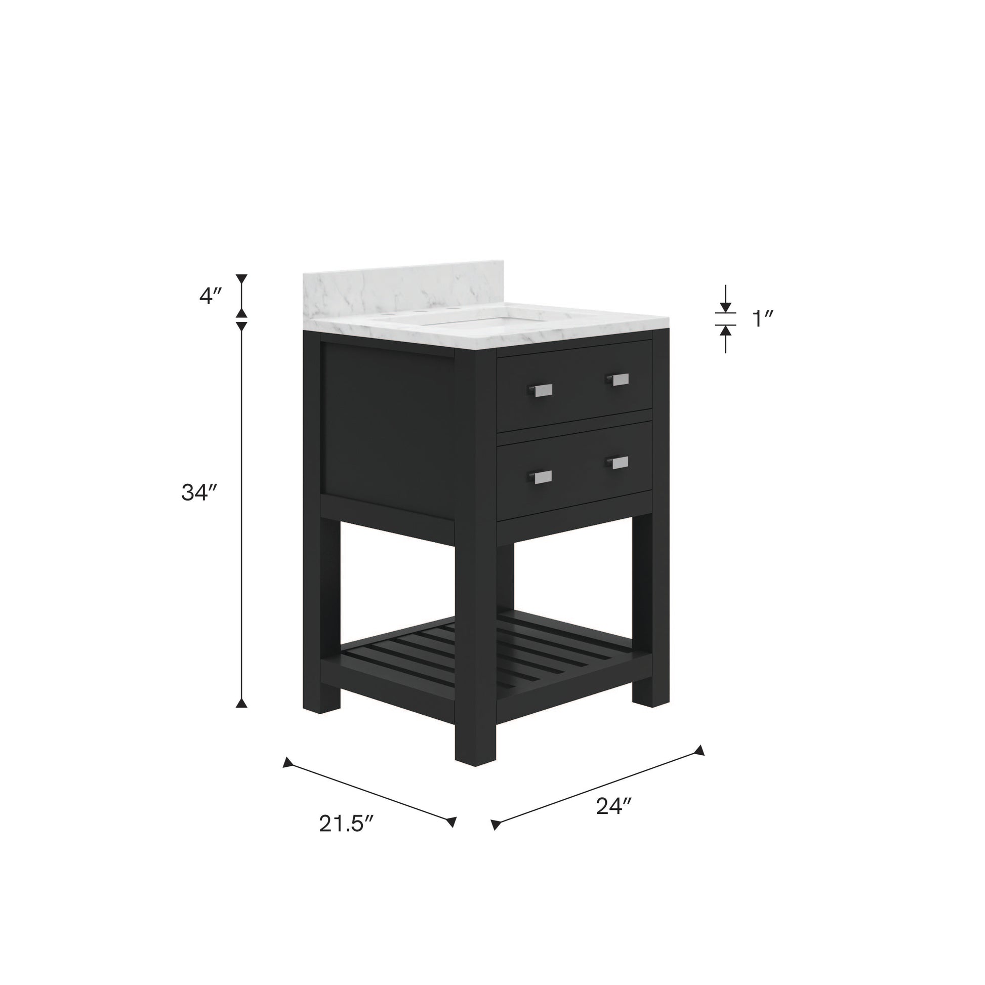 Madalyn 24 in. Vanity in Espresso with Marble Vanity Top in Carrara White | Water Creation