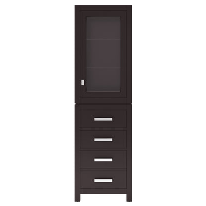 Madison 21 in. x 17 in. D x 72 in. H Free Standing Linen Cabinet in Espresso | Water Creation