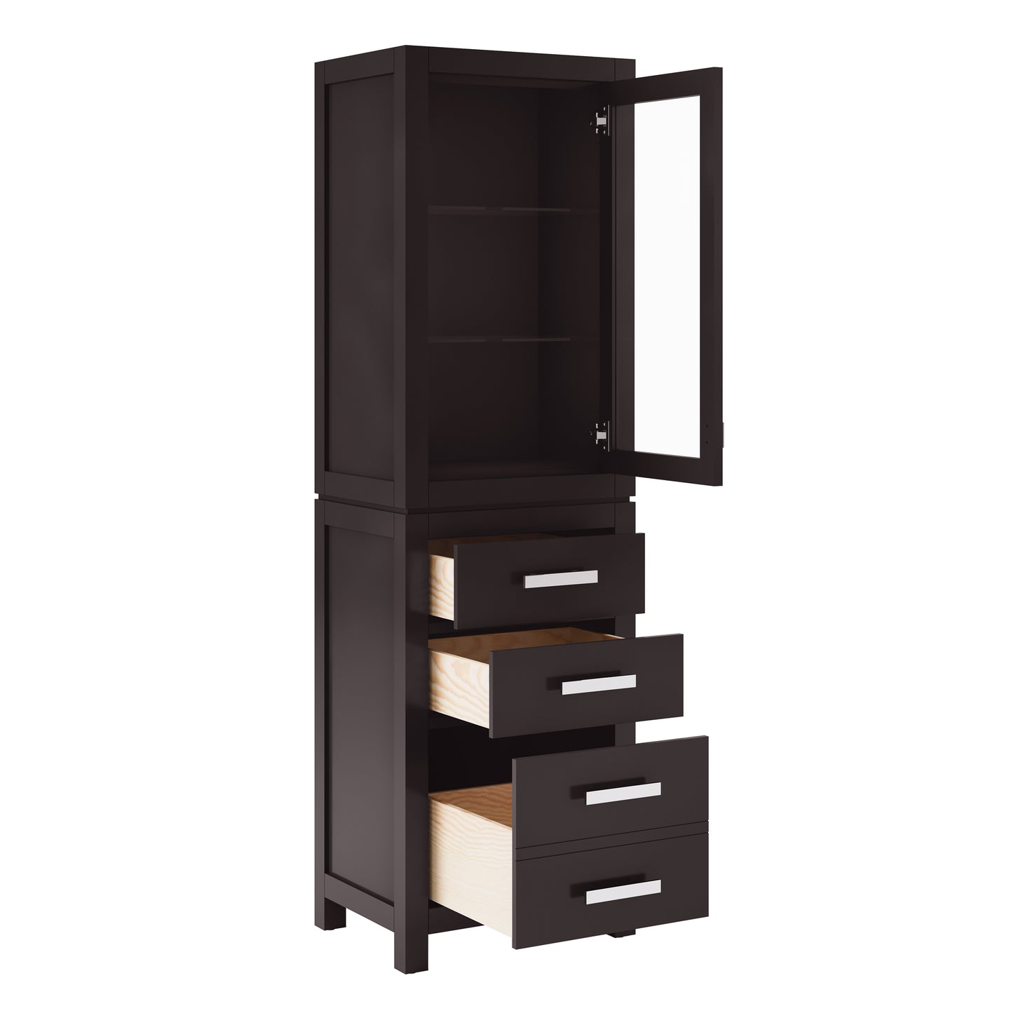 Madison 21 in. x 17 in. D x 72 in. H Free Standing Linen Cabinet in Espresso | Water Creation