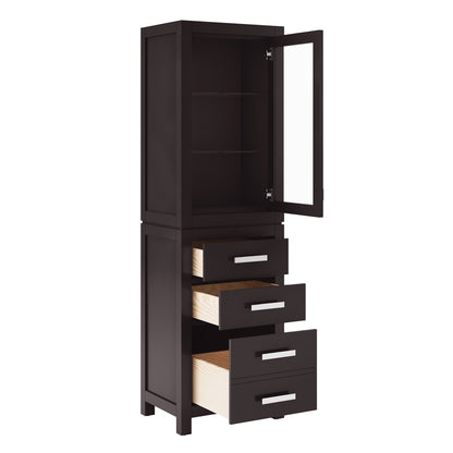 Madison 21 in. x 17 in. D x 72 in. H Free Standing Linen Cabinet in Espresso | Water Creation