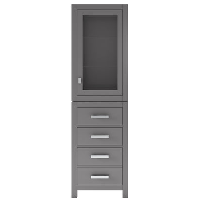 Madison 21 in. x 17 in. D x 72 in. H Free Standing Linen Cabinet in Gray | Water Creation