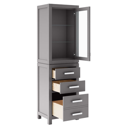 Madison 21 in. x 17 in. D x 72 in. H Free Standing Linen Cabinet in Gray | Water Creation