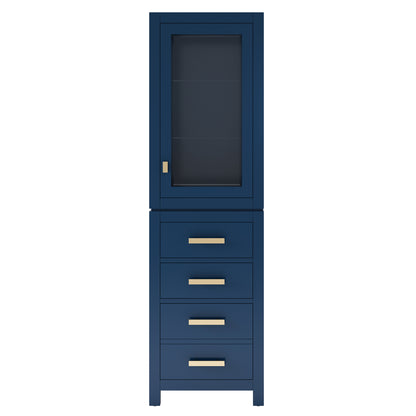 Madison 21 in. W x 17 in. D x 71 in. H Monarch Blue Free Standing Linen Cabinet | Water Creation