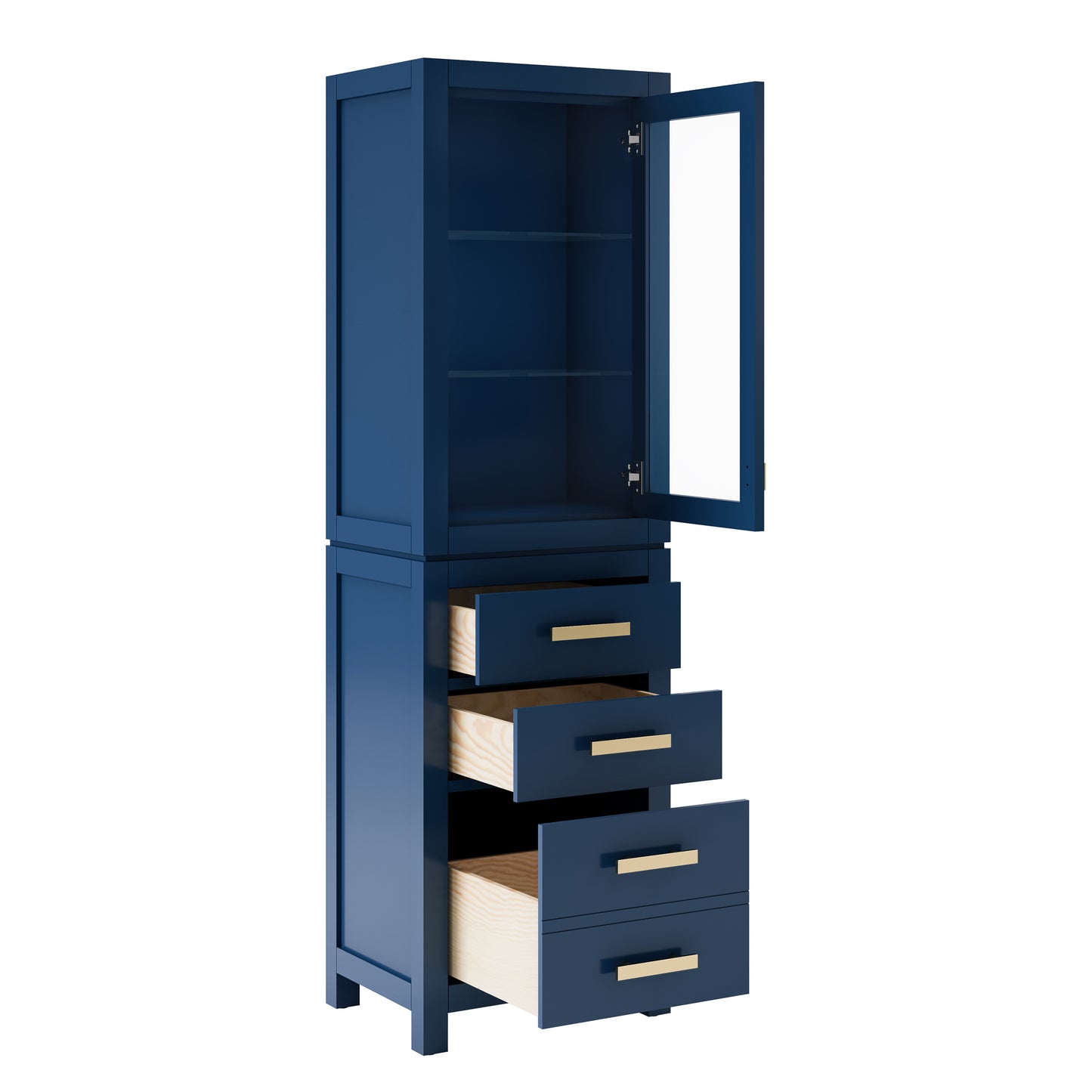 Madison 21 in. W x 17 in. D x 71 in. H Monarch Blue Free Standing Linen Cabinet | Water Creation