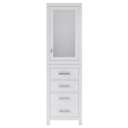 Madison 21 in. x 17 in. D x 72 in. H Free Standing Linen Cabinet in White | Water Creation
