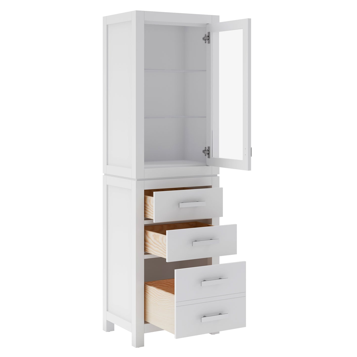 Madison 21 in. x 17 in. D x 72 in. H Free Standing Linen Cabinet in White | Water Creation