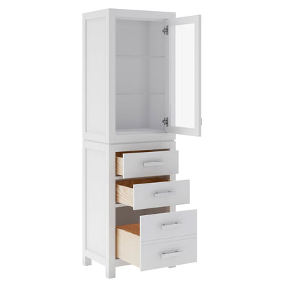 Madison 21 in. x 17 in. D x 72 in. H Free Standing Linen Cabinet in White | Water Creation