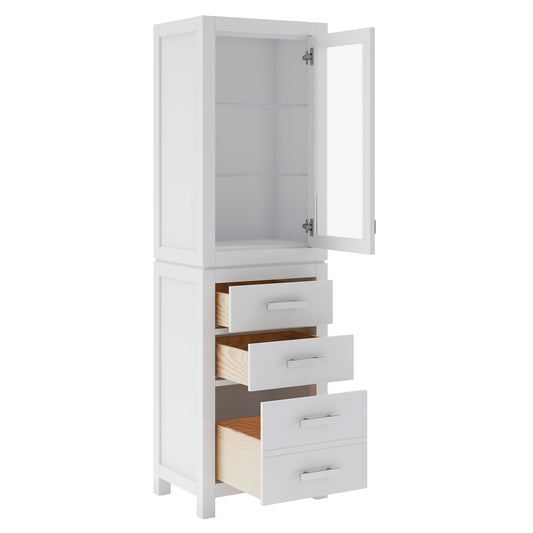 Madison 21 in. x 17 in. D x 72 in. H Free Standing Linen Cabinet in White | Water Creation