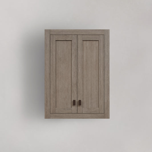 Madison 24 in. W x 8 in. D x 33 in. H Bathroom Storage Wall Cabinet in Grey Oak | Water Creation