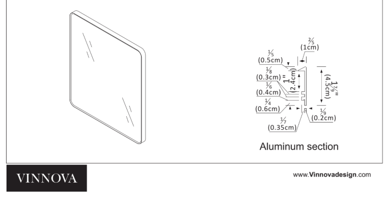 Vinnova, Mutriku 32 in. W x 36 in. H Rectangle Metal Wall Mirror in Brushed Gold