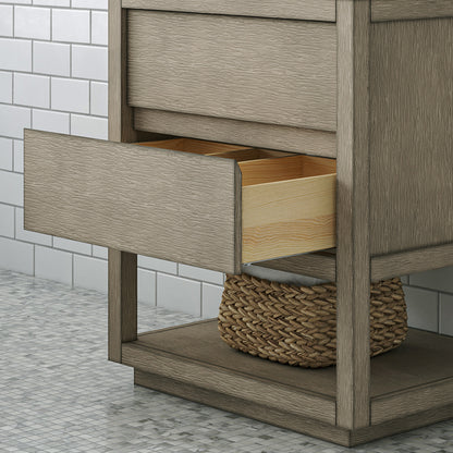 Oakman 30 in. x 34.3 in. H Bath Vanity in Grey Oak with Marble Top with White Basin | Water Creation