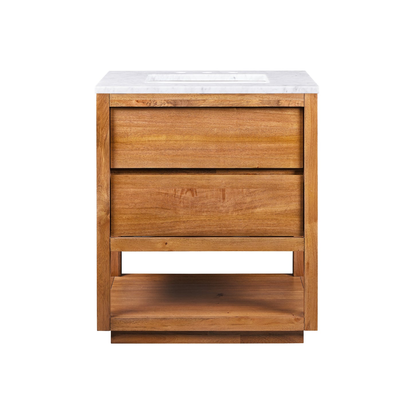 Oakman 30 in. x 34.3 in. H Single Sink Bath Vanity in Mango Wood with White Marble Top and White Basin | Water Creation