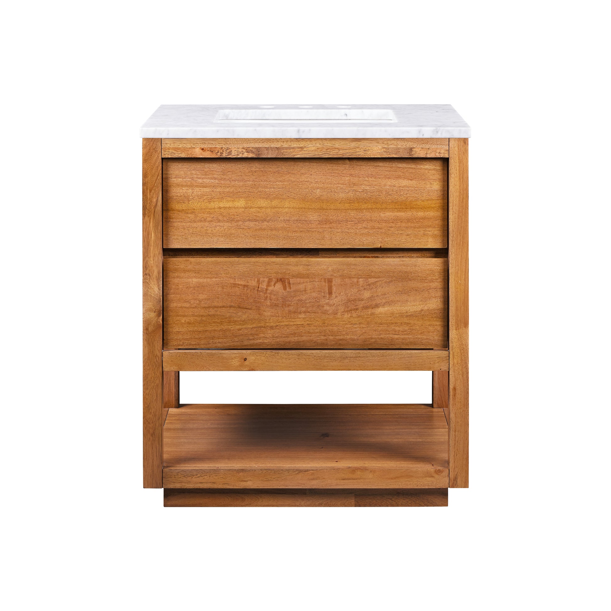 Oakman 30 in. x 34.3 in. H Single Sink Bath Vanity in Mango Wood with White Marble Top and White Basin | Water Creation