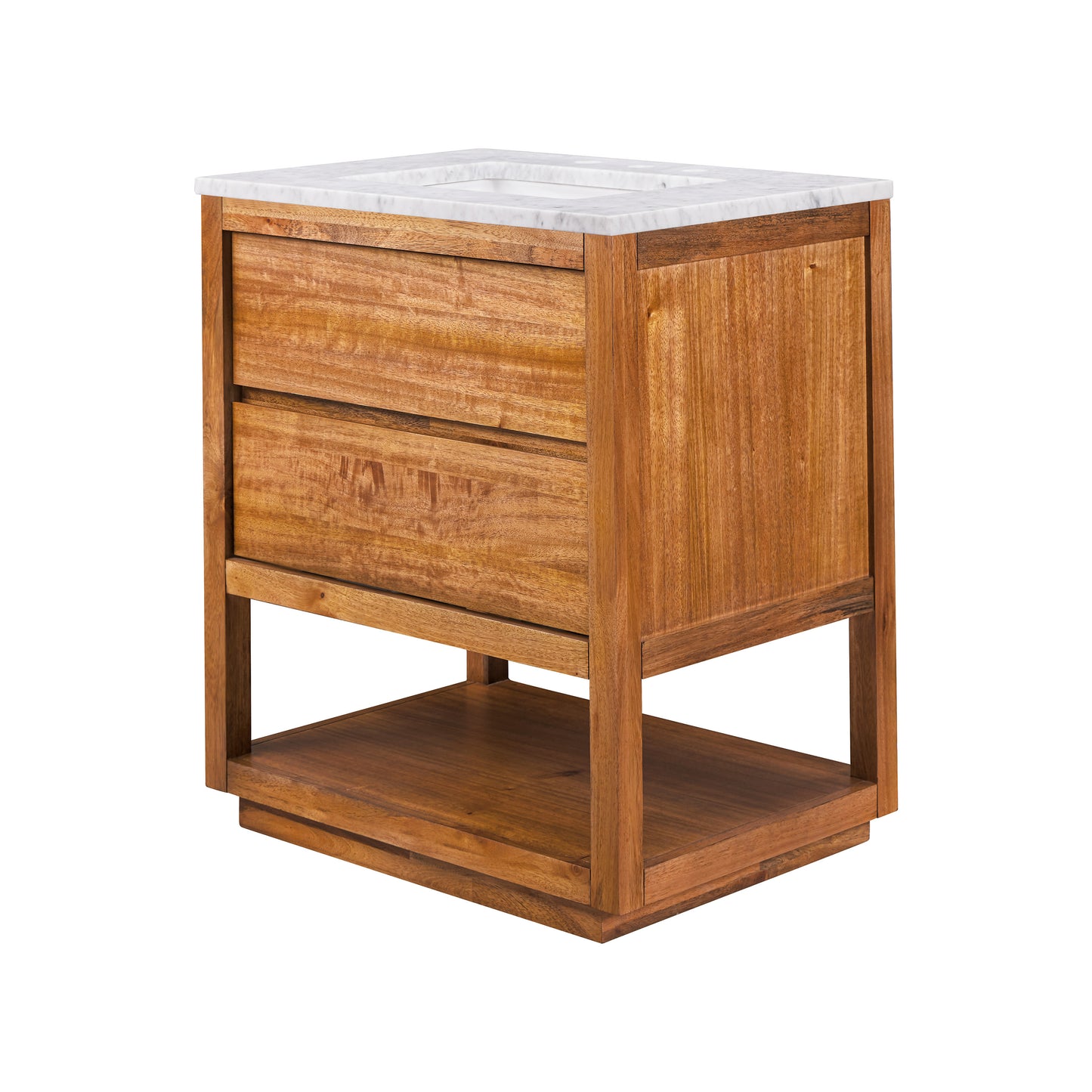 Oakman 30 in. x 34.3 in. H Single Sink Bath Vanity in Mango Wood with White Marble Top and White Basin | Water Creation