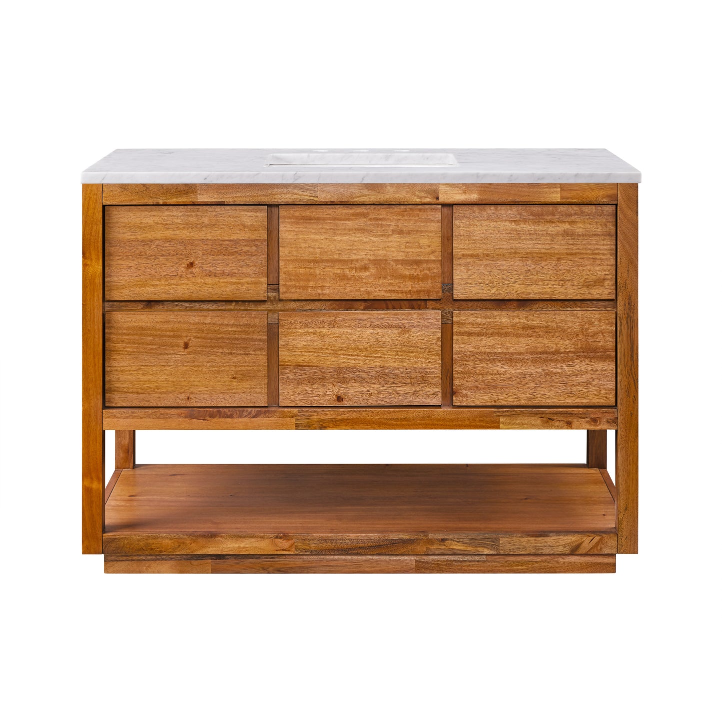 Oakman 48 in. x 34.3 in. H Single Sink Bath Vanity in Mango Wood with White Marble Top and White Basin | Water Creation
