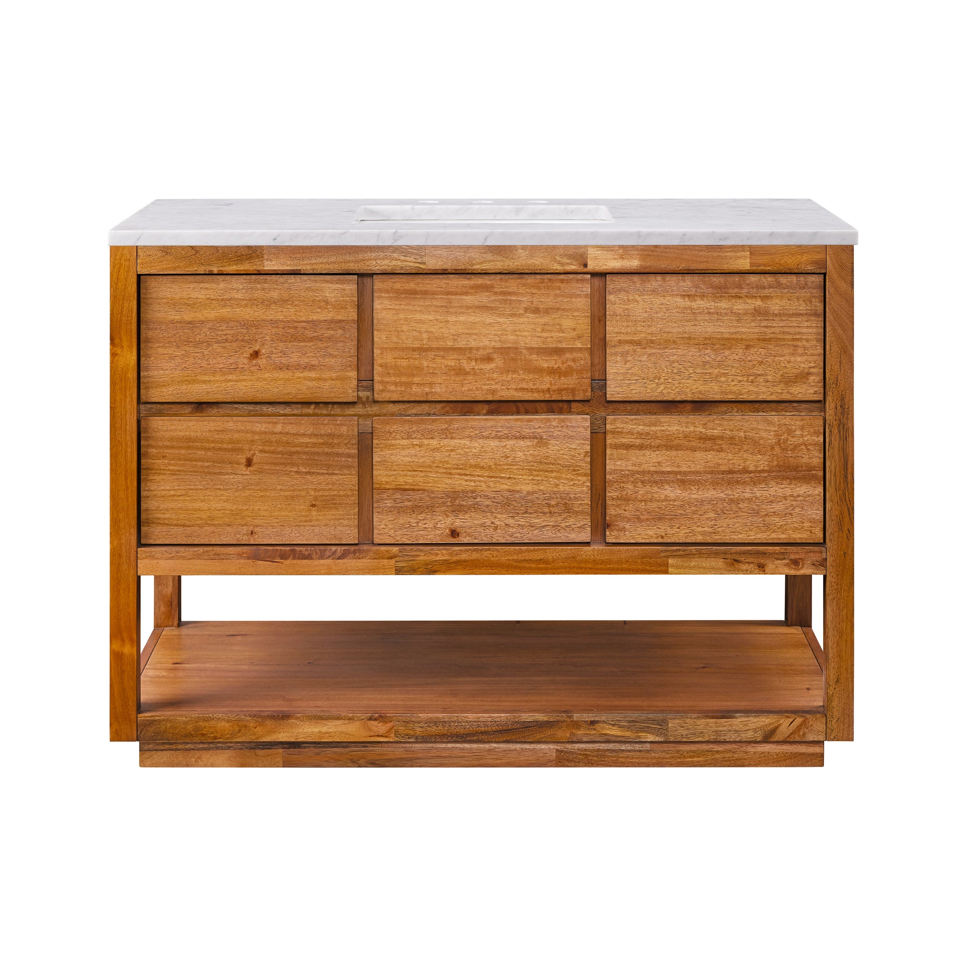 Oakman 48 in. x 34.3 in. H Single Sink Bath Vanity in Mango Wood with White Marble Top and White Basin | Water Creation